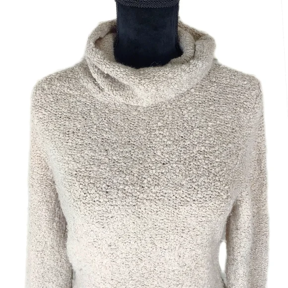 J.Crew Womens L Oatmeal Wool Mix Cowl Neck Flute Sleeves Sweater - Picture 2 of 6